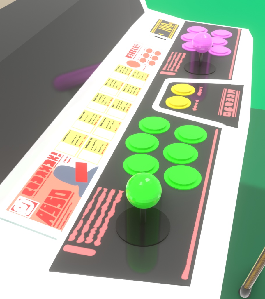 アーケード筐体・ゲーセン椅子セット3DCGモデル【画面差し替え可能】