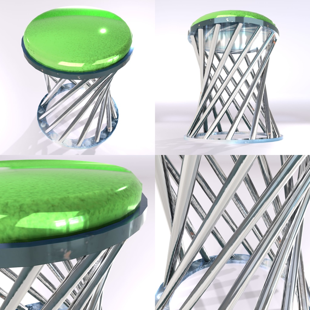 【VketBM可】ツイスト机・椅子セット【.fbx+.glb】