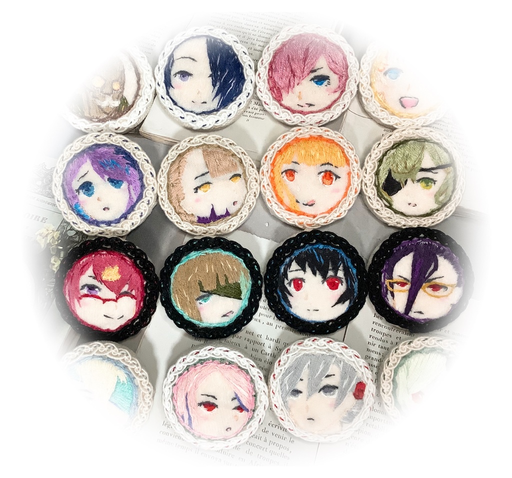 シノアリス*顔刺繍バッジ(注文後希望キャラ要メッセージ)