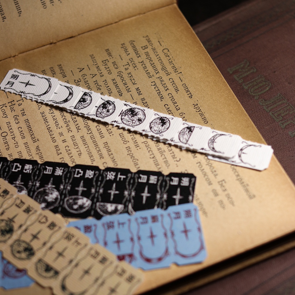 タグスタイルの紙製ステッカーパック - 月の満ち欠け