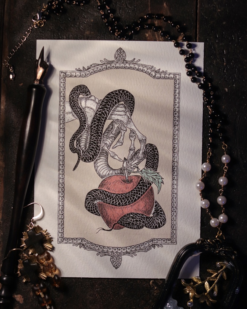 葉書 - 楽園の黒いヘビ