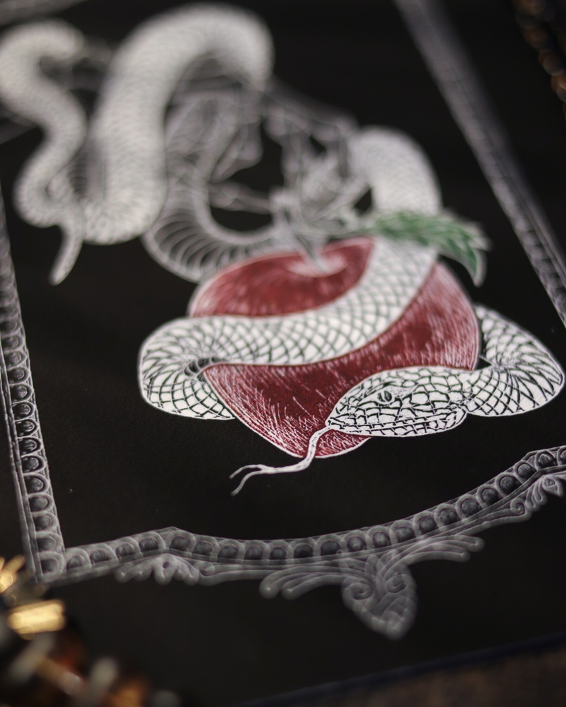 葉書 - 楽園の白いヘビ (Giclée print)