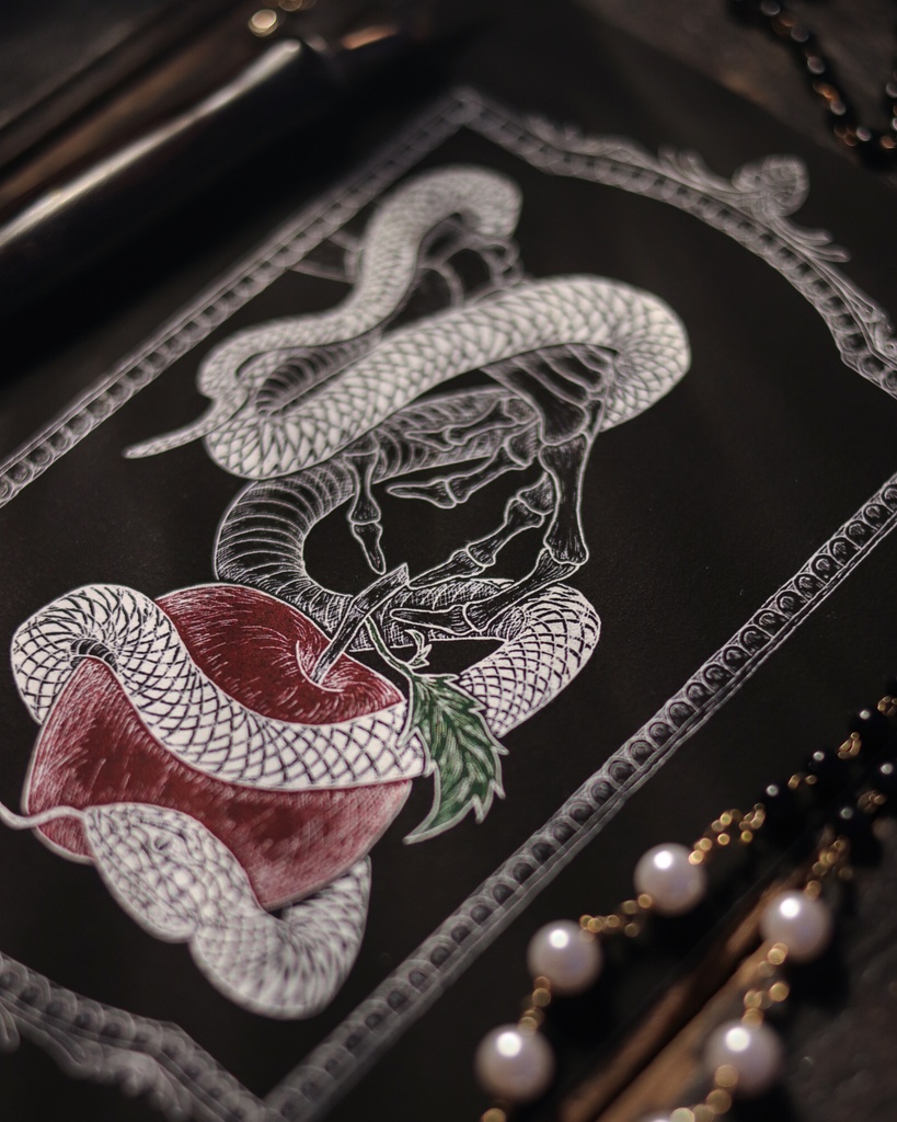 葉書 - 楽園の白いヘビ (Giclée print)