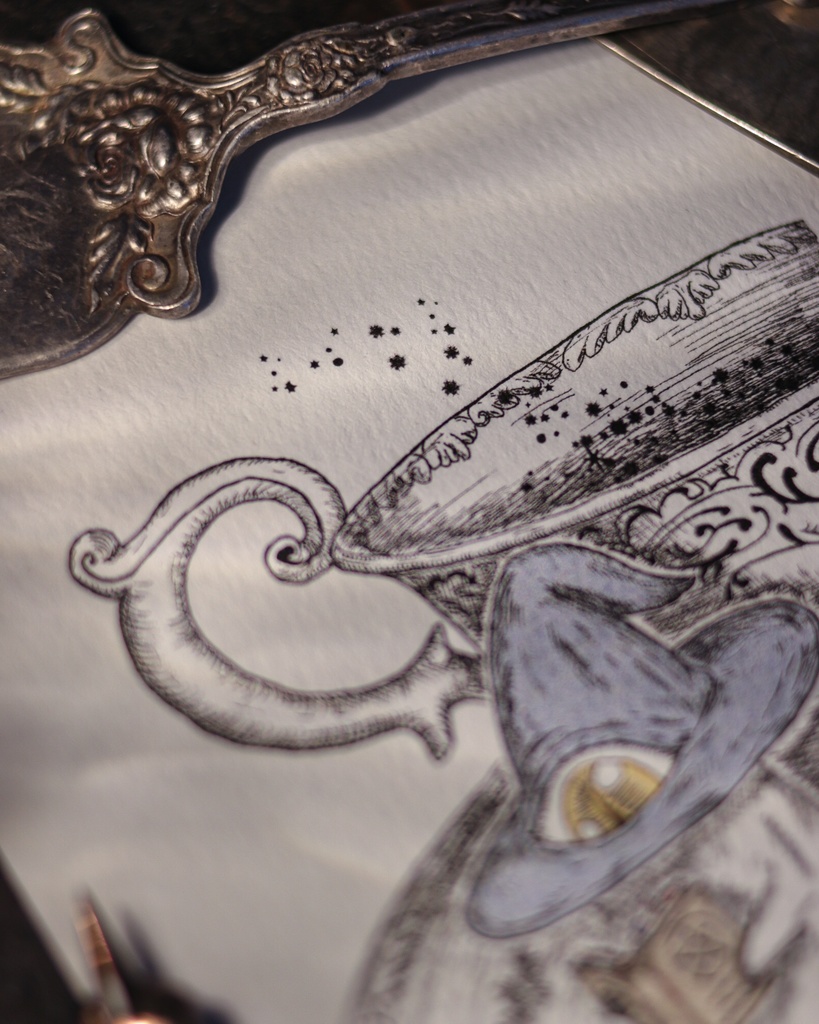 葉書 - 小さな妖精とティーカップ