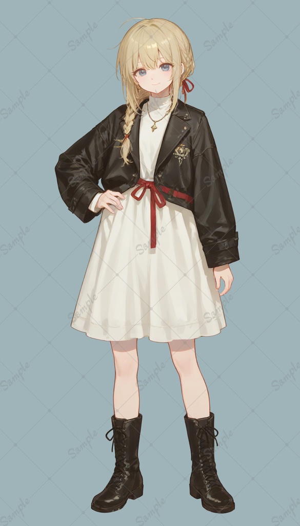 AIイラスト 立ち絵素材009 金髪おさげの女の子