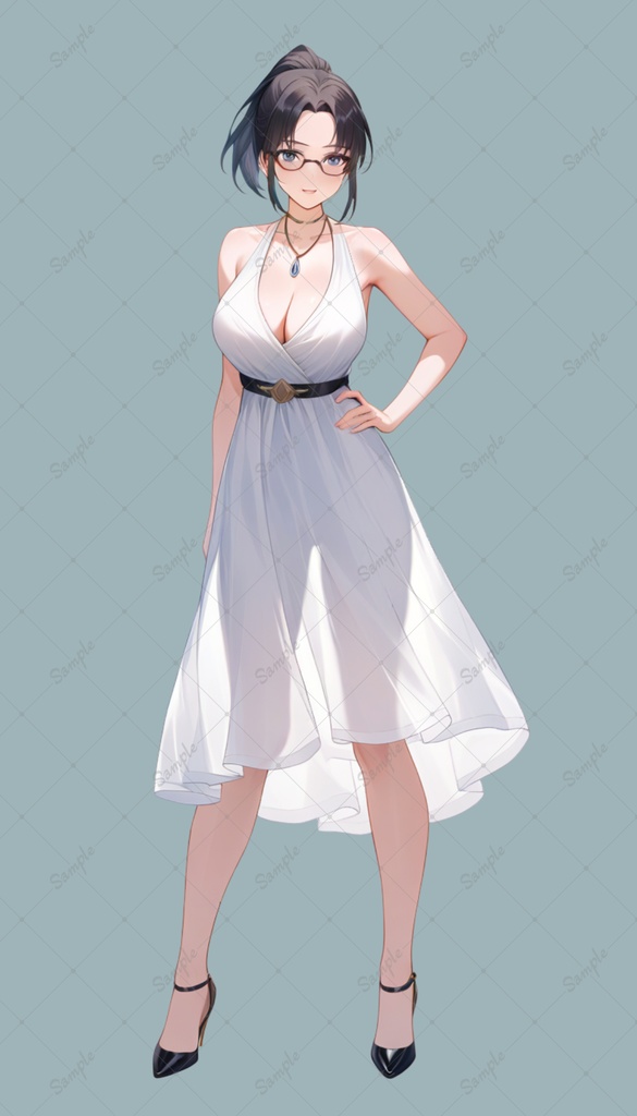 AIイラスト 立ち絵素材014 眼鏡の女性