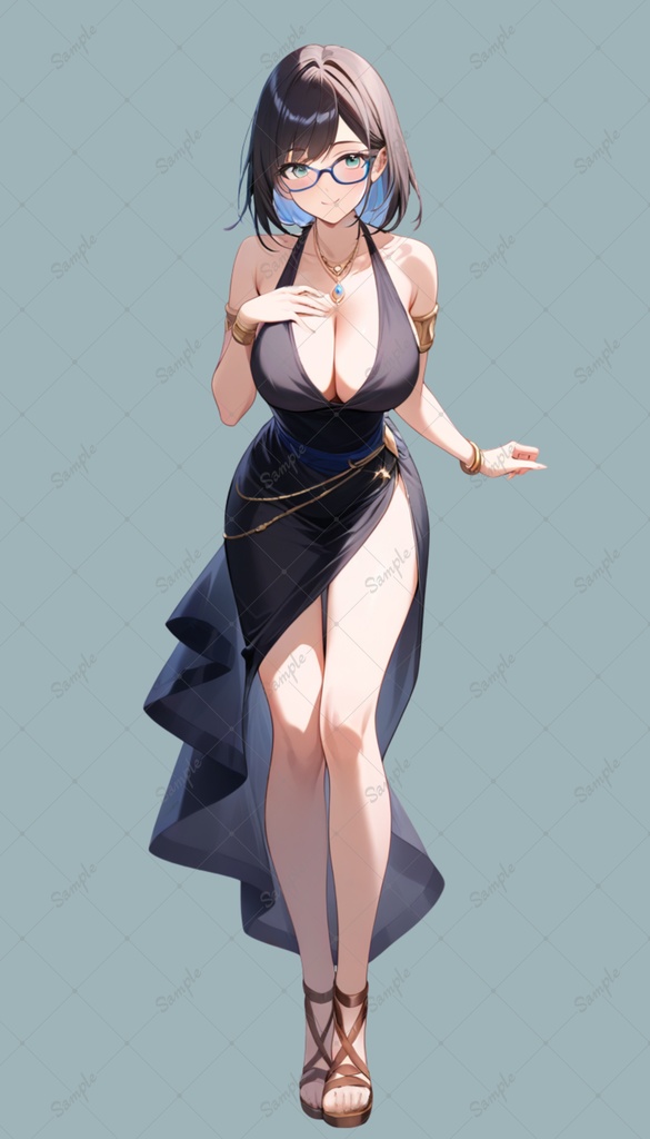 AIイラスト 立ち絵素材015 眼鏡のお姉さん