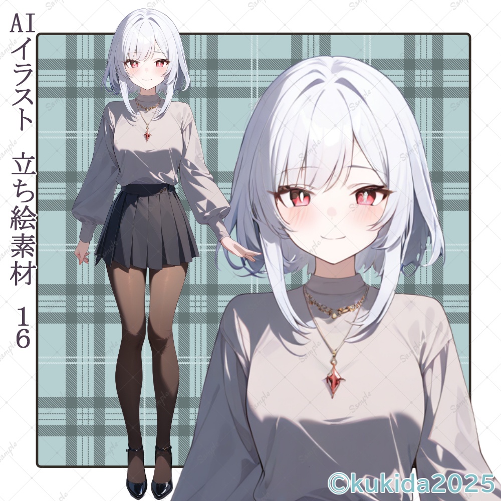 AIイラスト　立ち絵素材０１６　銀髪少女