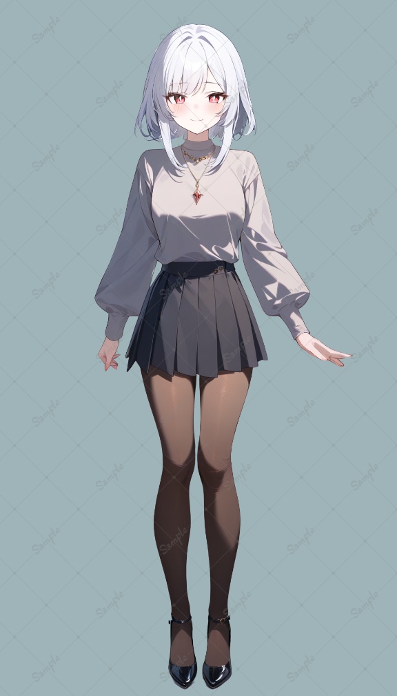 AIイラスト 立ち絵素材016 銀髪少女