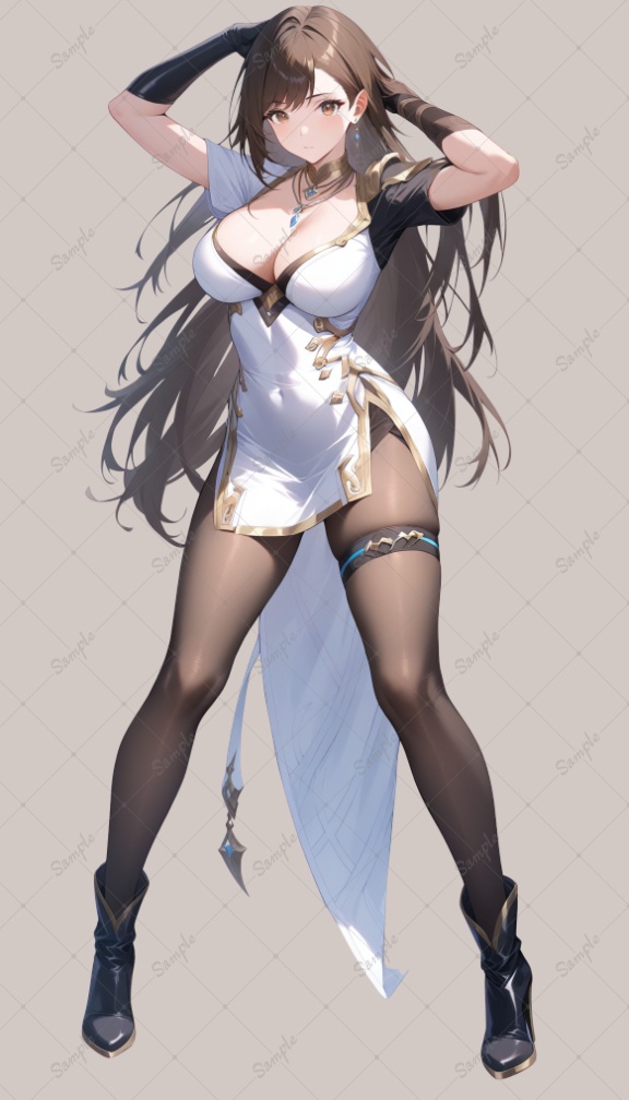 AIイラスト 立ち絵素材021 ロングヘアのお姉さん 表情差分あり