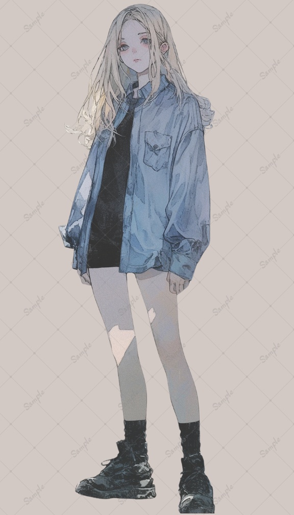 AIイラスト 立ち絵素材028 金髪の儚げな少女