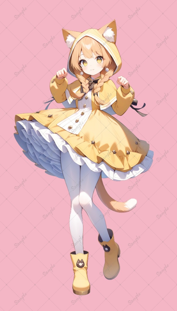 AIイラスト 立ち絵素材031 猫耳の少女