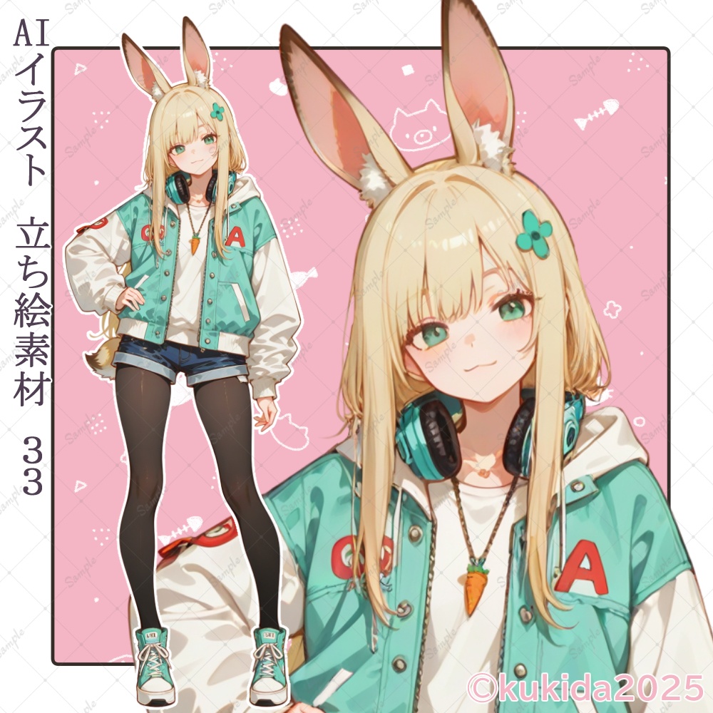 AIイラスト 立ち絵素材033 うさ耳女子