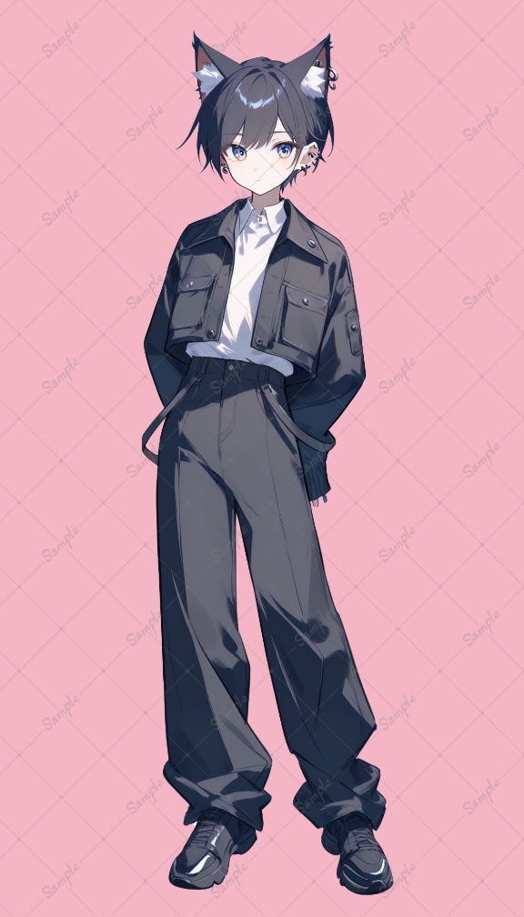 AIイラスト 立ち絵素材034 猫耳クール女子