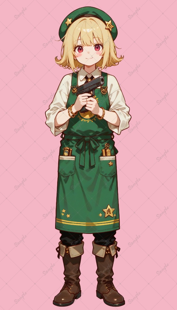 AIイラスト 立ち絵素材036 拳銃を持った女の子