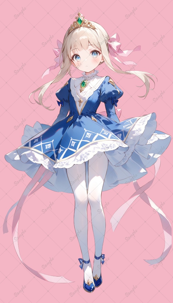 AIイラスト 立ち絵素材038 青いドレスのプリンセス