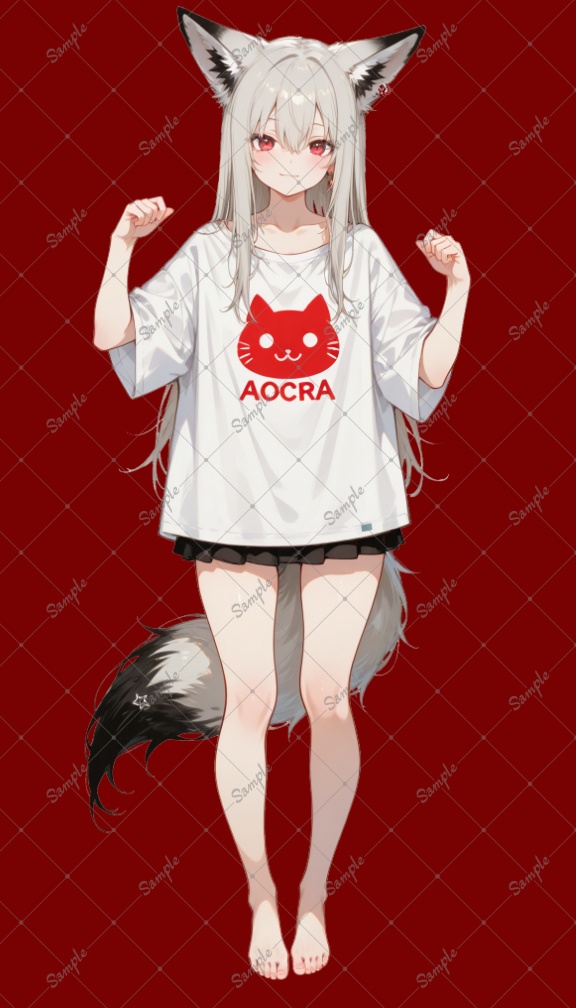 AIイラスト 立ち絵素材042 白狐の女の子