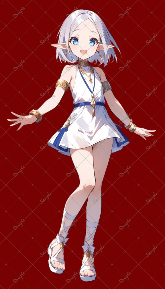 AIイラスト 立ち絵素材043 でこ出しエルフ