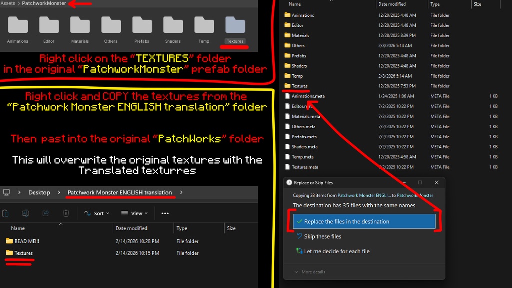 Patchwork Monster Texture Pack (EN Translation)