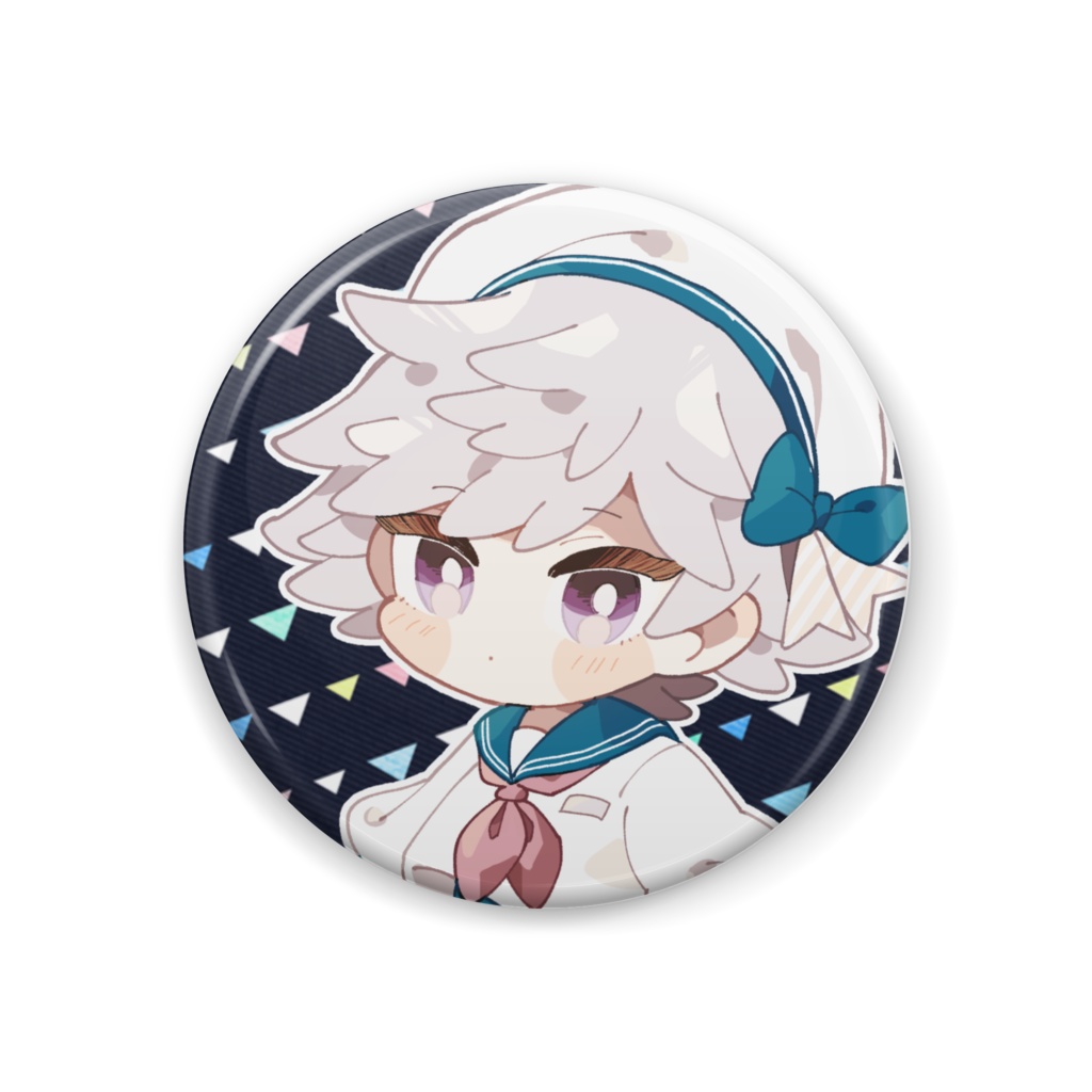 マリンな男の子の缶バッジ（黒）