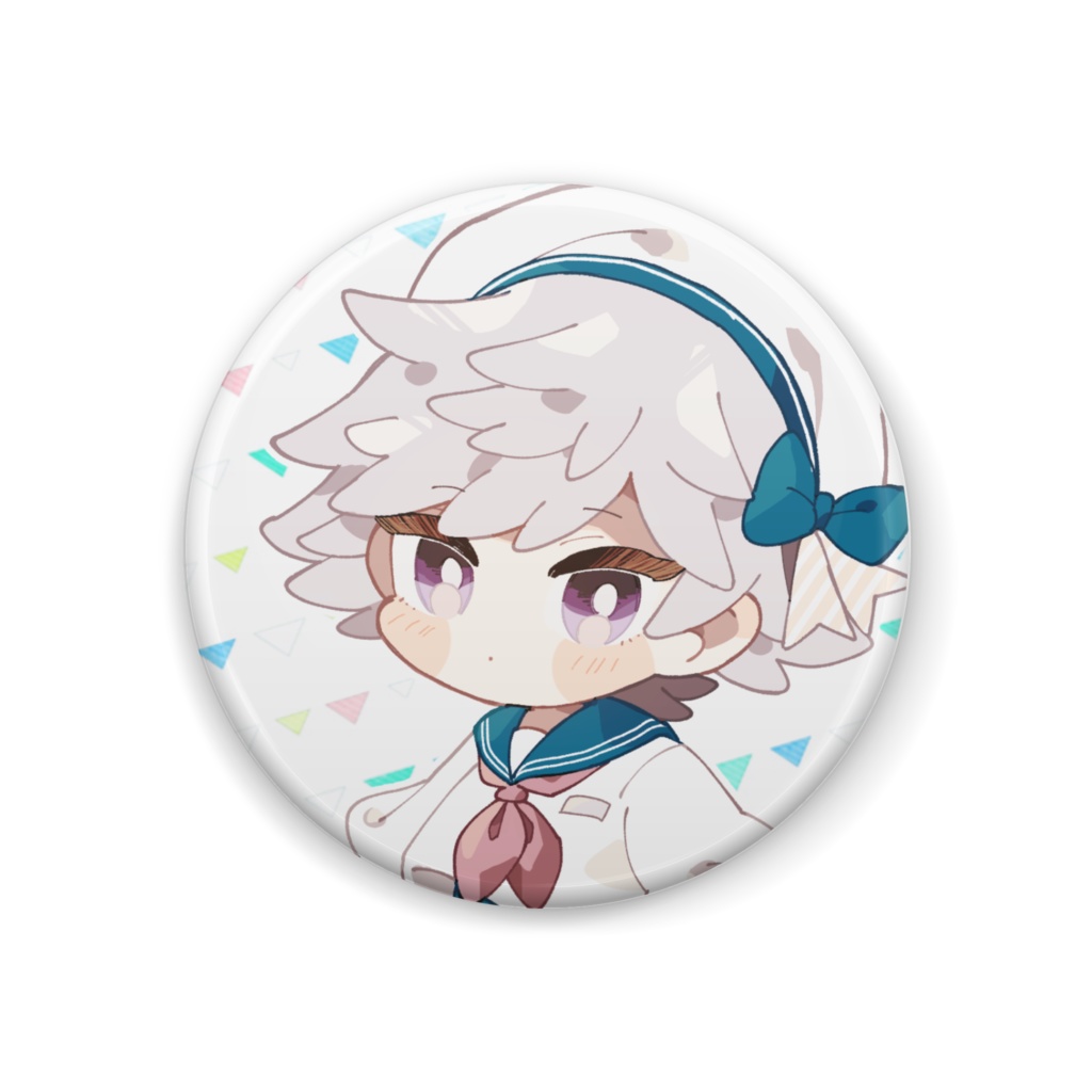 マリンな男の子の缶バッジ（白）