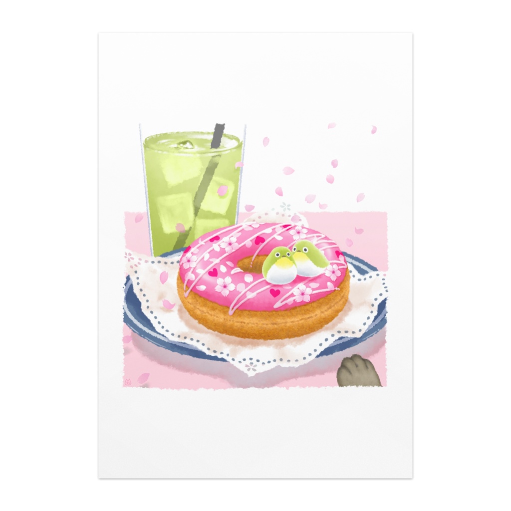 ポスター【桜舞う春のドーナツ】