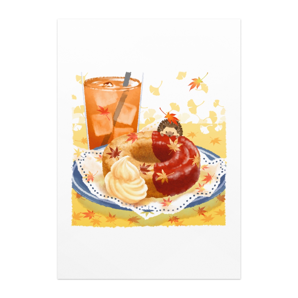 ポスター【紅葉降る秋のドーナツ】