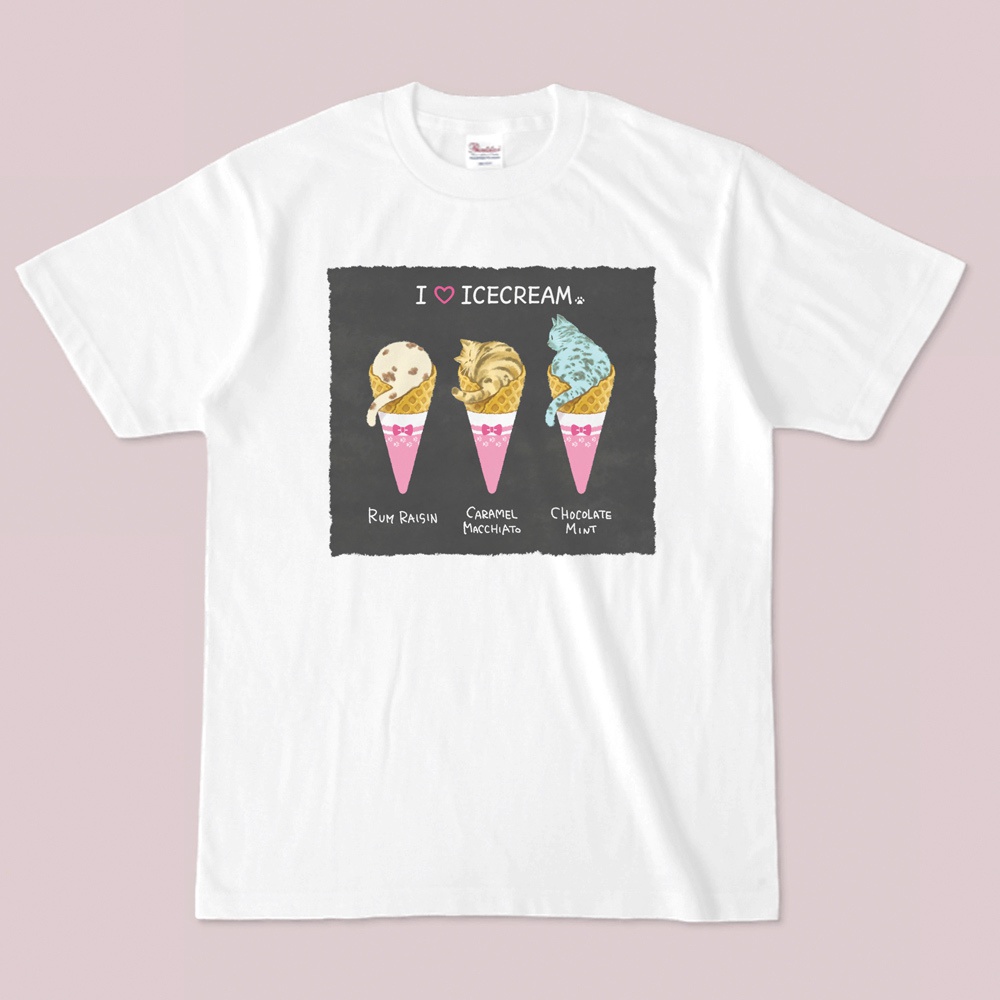 Tシャツ【アイスクリーム】BGチャコールブラック