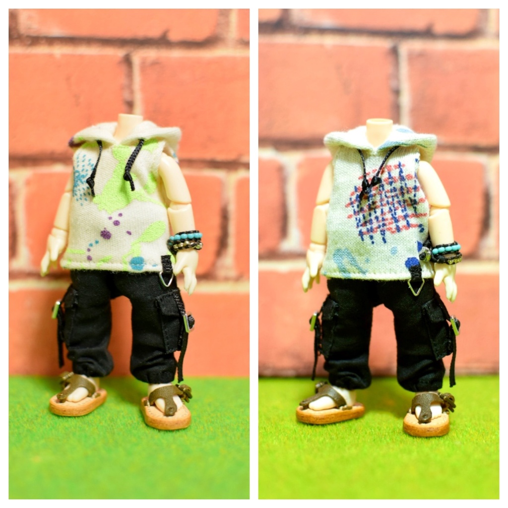 【即納】オビツ11サイズ スプラッシュ柄ノースリーブパーカー