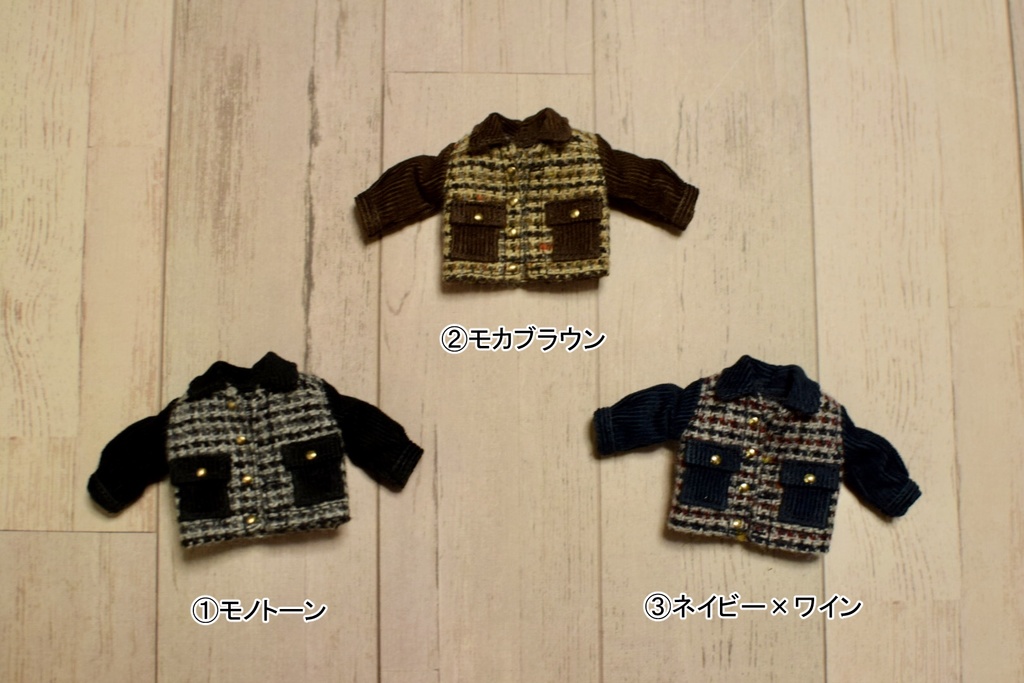 【受注】オビツ11サイズ チェック×コーデュロイジャケット