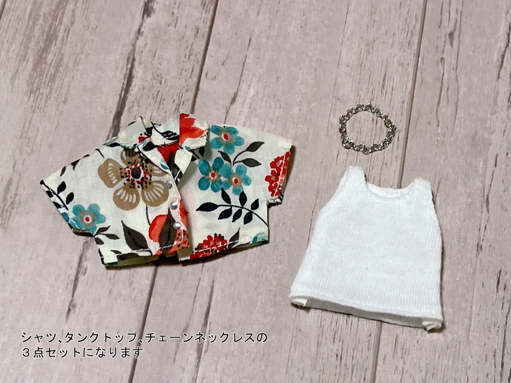 【受注】1/12ドールサイズ 草花柄シャツ上半身セット