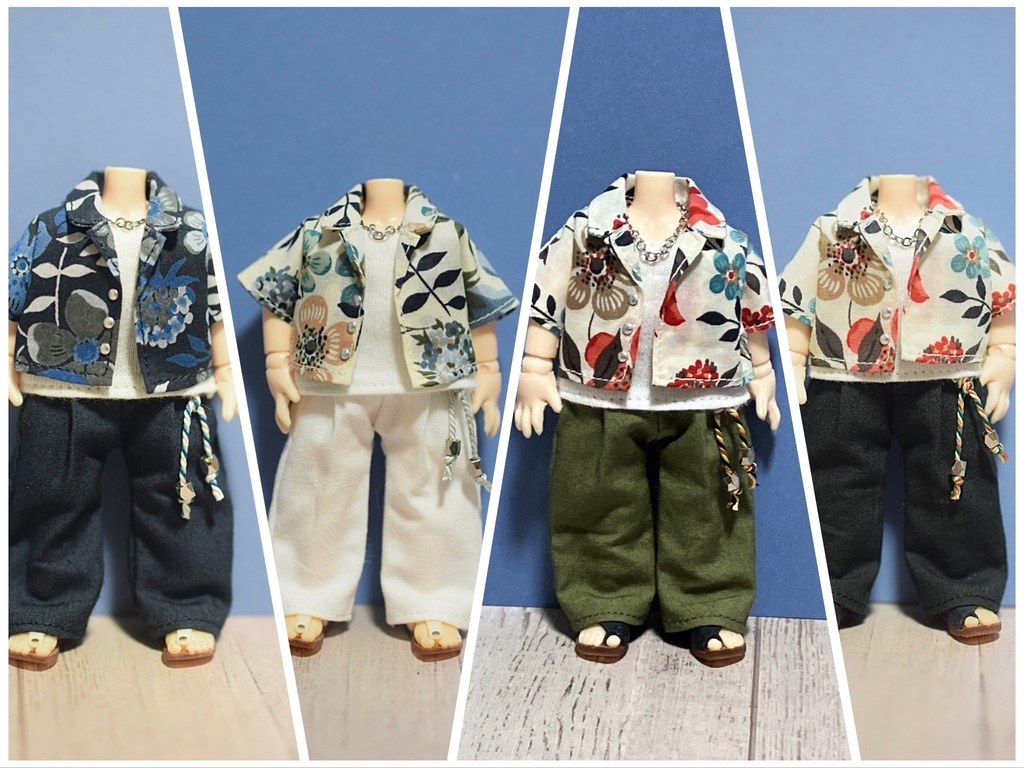 【受注】1/12ドールサイズ 草花柄シャツ上半身セット