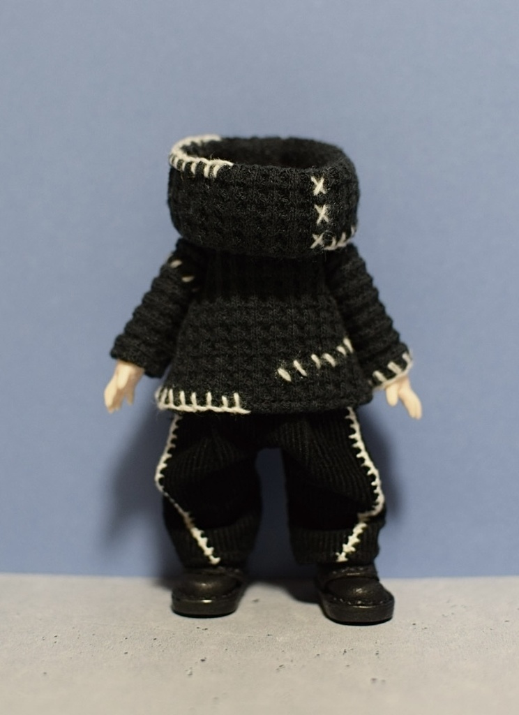 【受注】Mサイズ ネックウォーマー付ハンドステッチニット