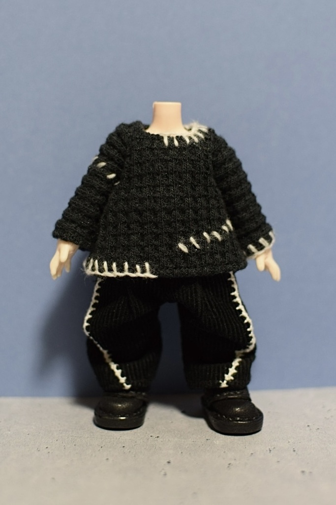 【受注】Mサイズ ネックウォーマー付ハンドステッチニット