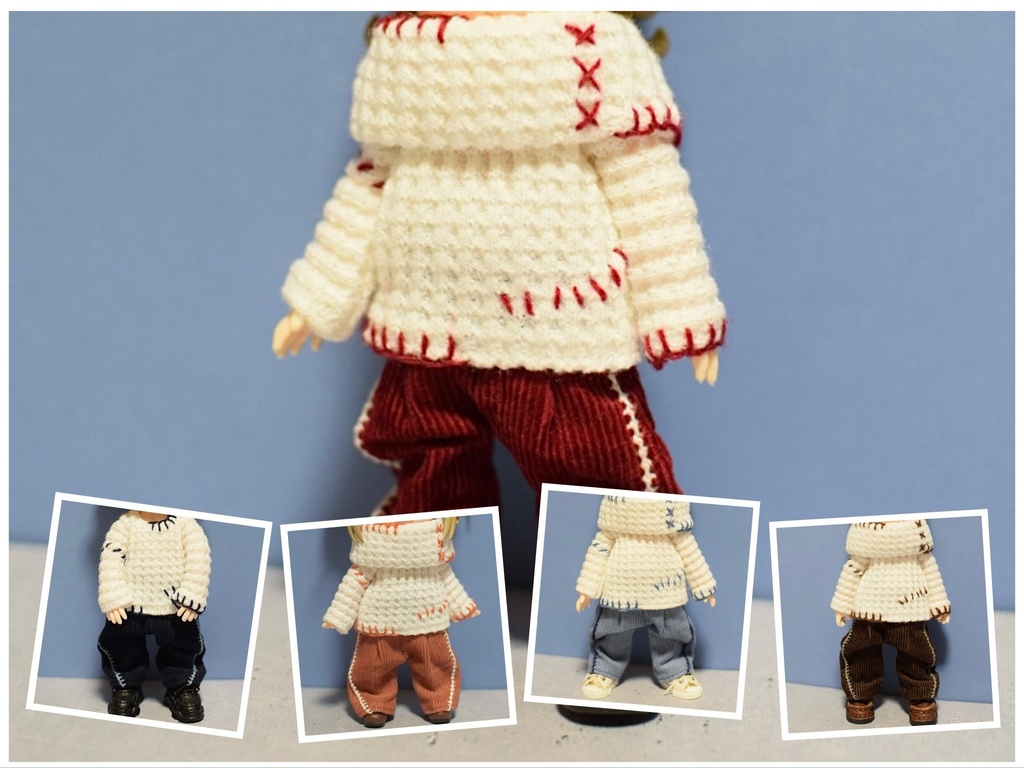 【受注】Mサイズ ネックウォーマー付ハンドステッチニット