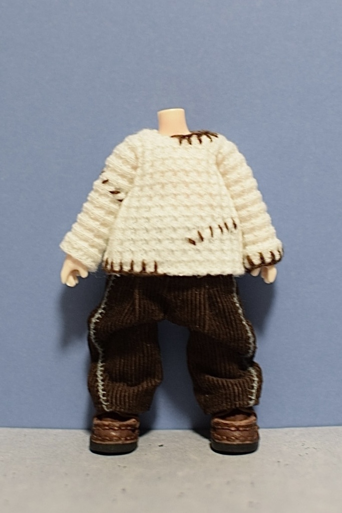 【受注】Lサイズ ネックウォーマー付ハンドステッチニット