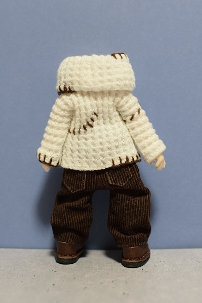 【受注】Lサイズ ネックウォーマー付ハンドステッチニット