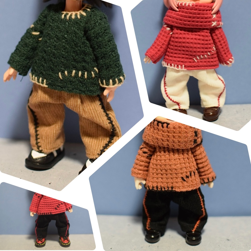 【受注】Lサイズ ネックウォーマー付ハンドステッチニット