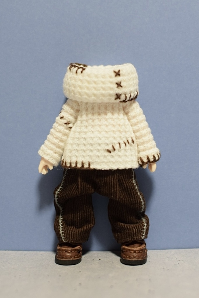 【受注】Lサイズ ネックウォーマー付ハンドステッチニット