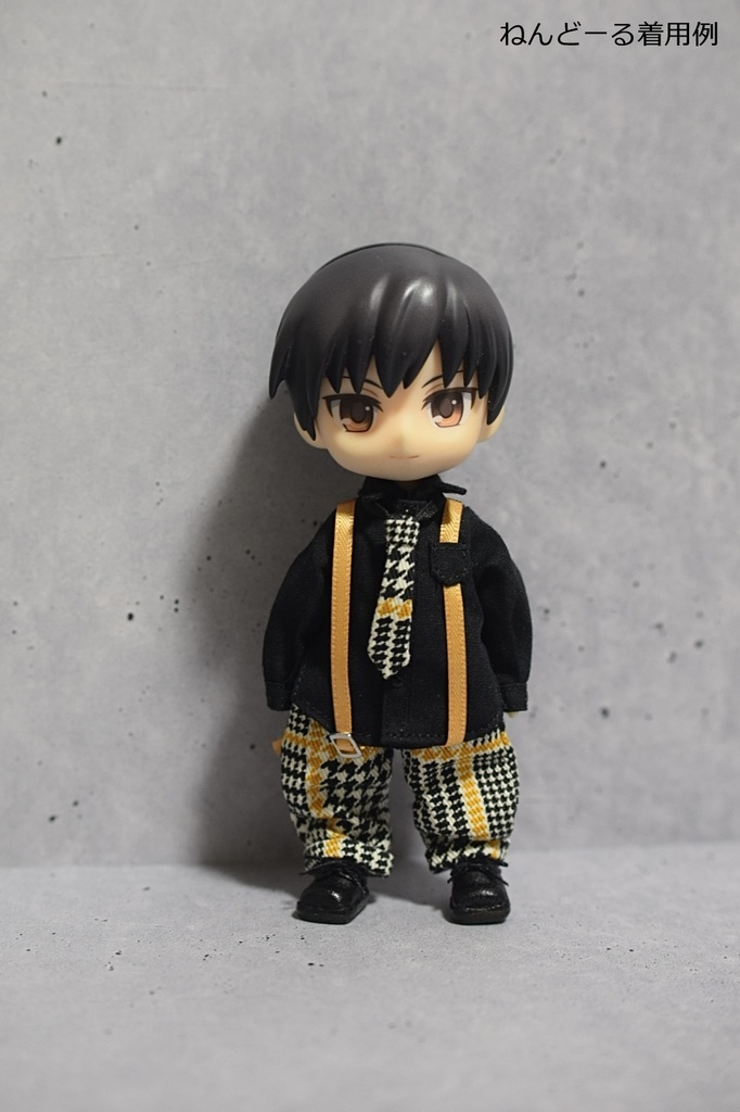 【受注】オビツ11サイズ　サスペンダー付きシャツセット＆シャツ単品【黒シャツ】