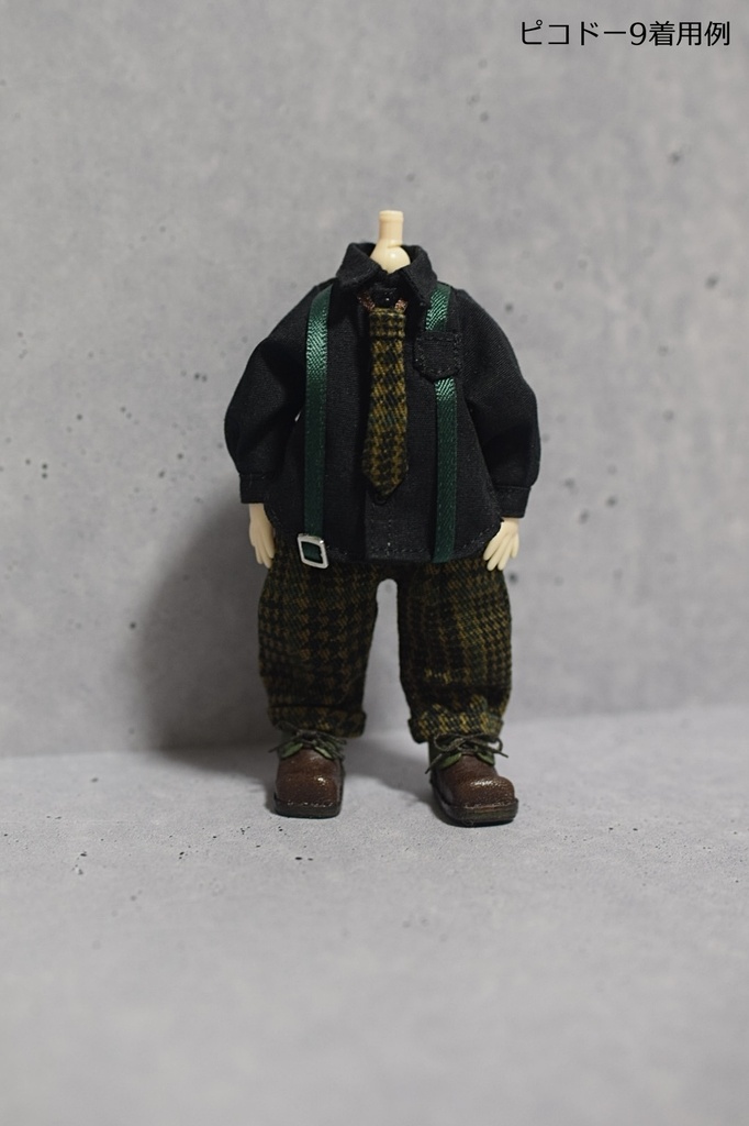 【受注】オビツ11サイズ　サスペンダー付きシャツセット＆シャツ単品【黒シャツ】