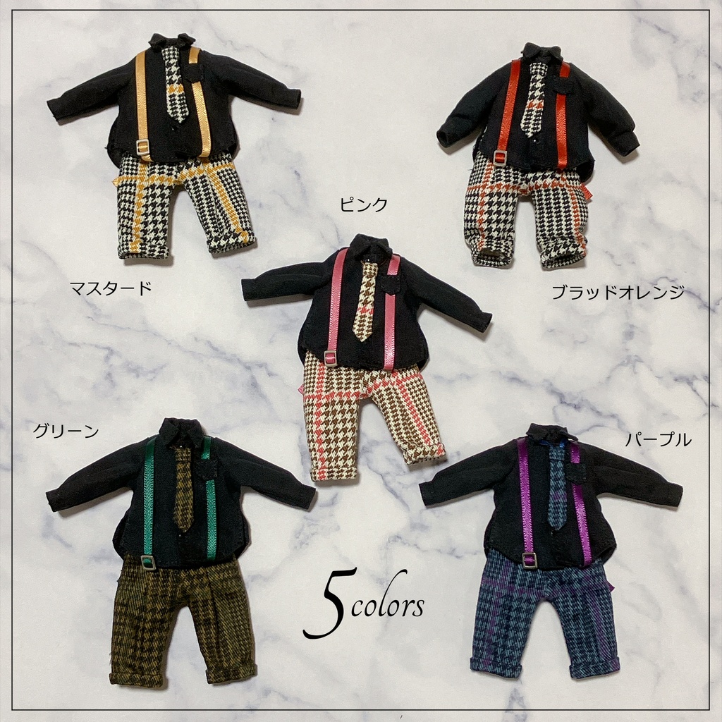 【受注】オビツ11サイズ　サスペンダー付きシャツセット＆シャツ単品【黒シャツ】