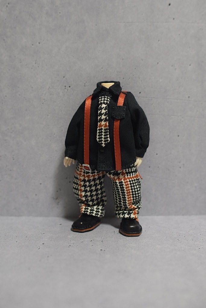 【受注】オビツ11サイズ　サスペンダー付きシャツセット＆シャツ単品【黒シャツ】