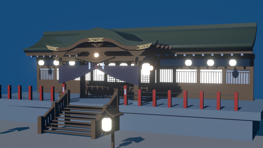 【無料】神社3Dモデルデータ(正面アングル用)