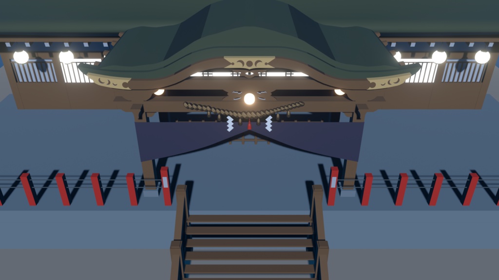 【無料】神社3Dモデルデータ(正面アングル用)