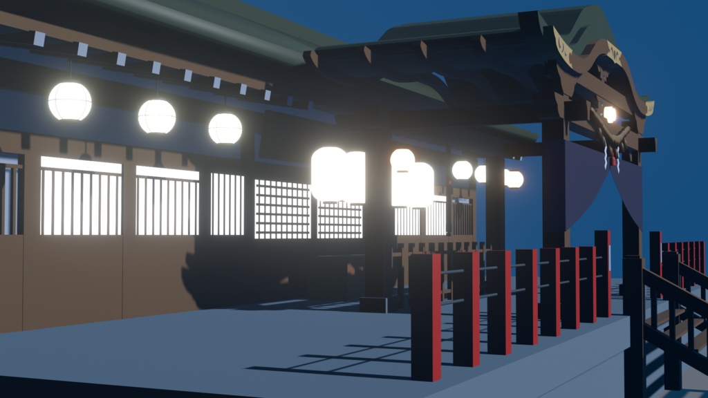 【無料】神社3Dモデルデータ(正面アングル用)