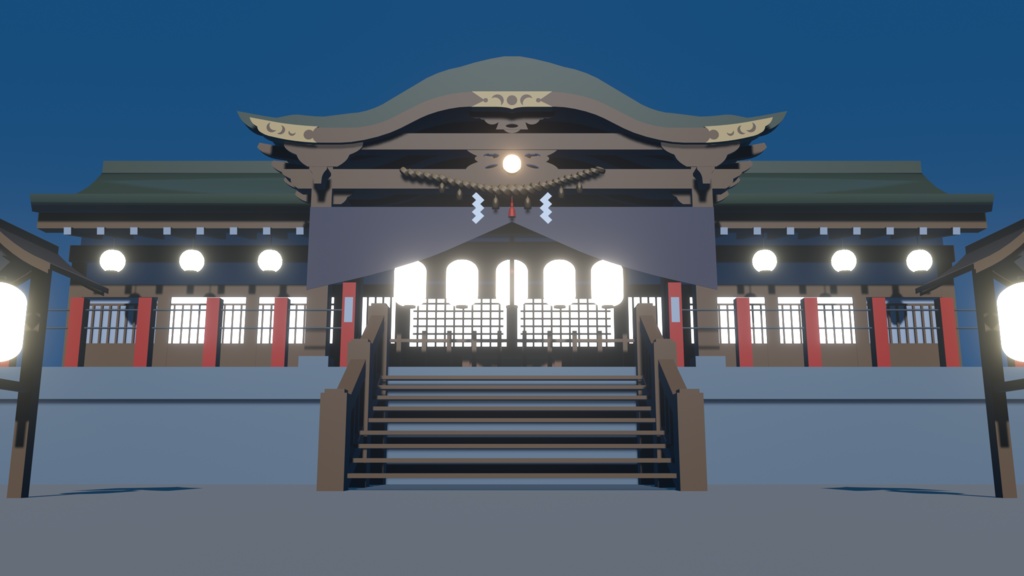 【無料】神社3Dモデルデータ(正面アングル用)