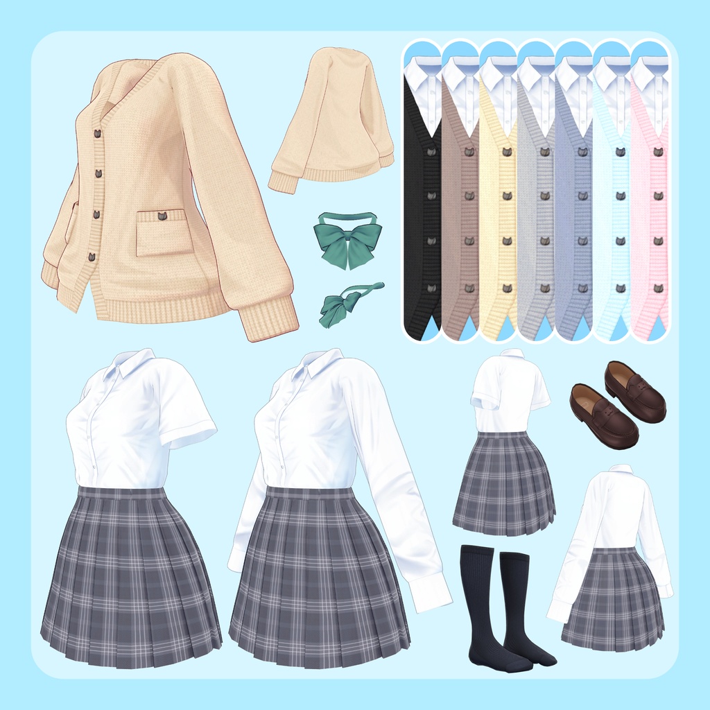 【ライム/シフォン/マヌカ用】もちねこスクールカーディガン