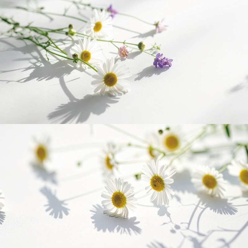 【印刷可】自然光が描く「花と影」背景素材8枚入り