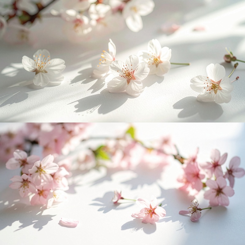 【印刷可】自然光が描く「花と影」背景素材8枚入り